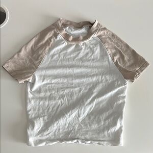 Kids White and Tan Raglan Shirt